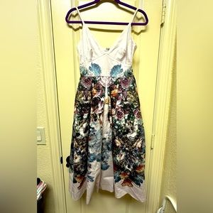 ASOS Winter Forest Floral Pinny Midi Prom Dress